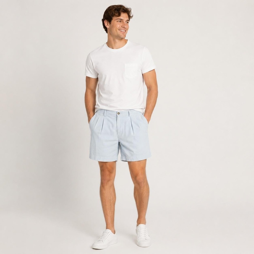 PATAGONIA White Label‎ VTG 1987 Pleated 6" Shorts Cotton USA Made Blue Mens 34